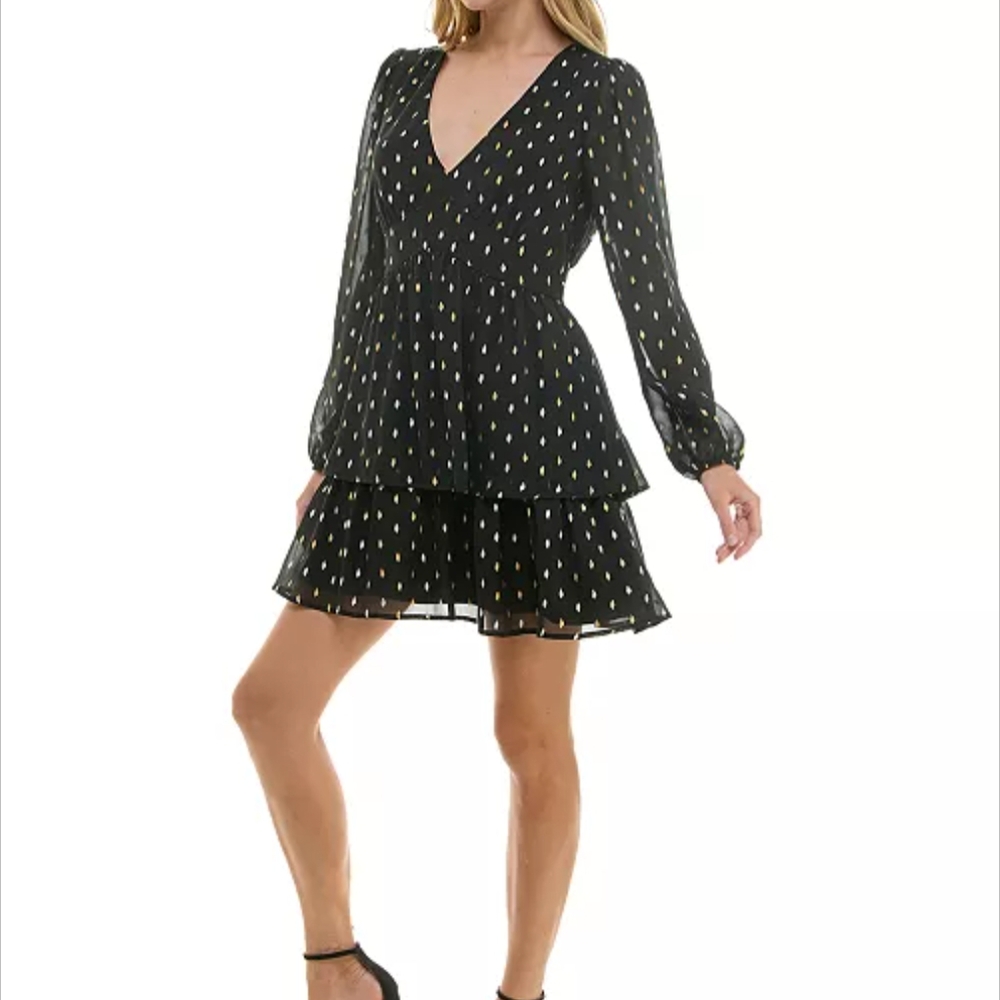 TRIXXI | NWT ELEGANT FIT &FLARE LONG SLEEVE DRESS